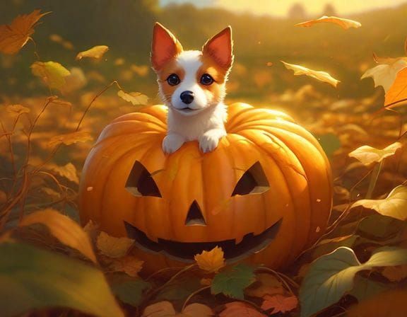 Jack-o'-Lantern Pumpkin in Sunlight as Digital Art