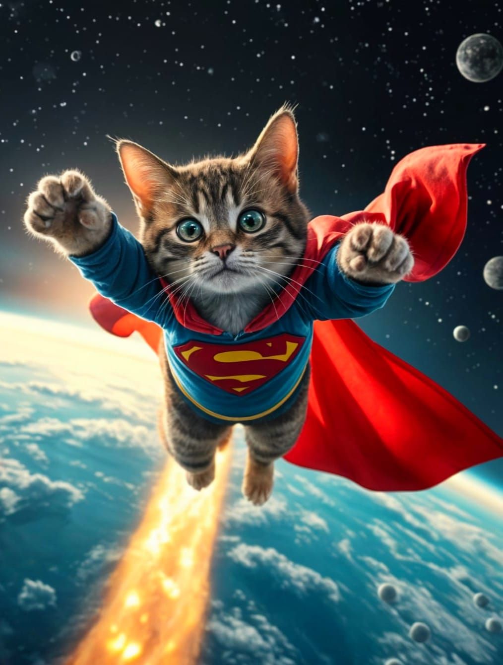 Cat in Superman Costume Flies to Space