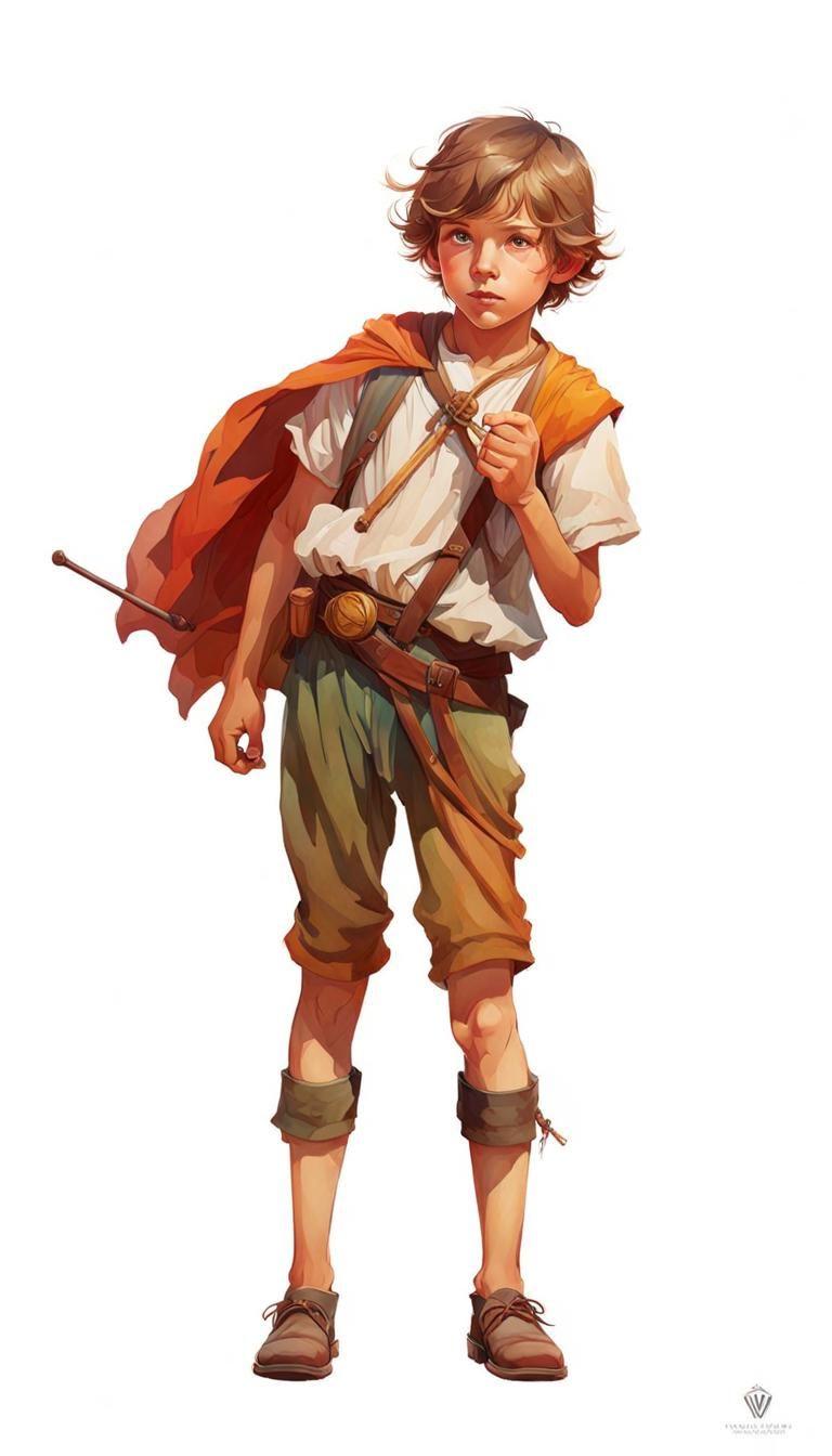 Watercolor Painting of a Peasant Boy