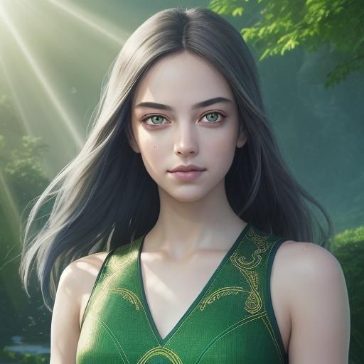 Symmetrical Portrait of a Woman with Hazel Eyes