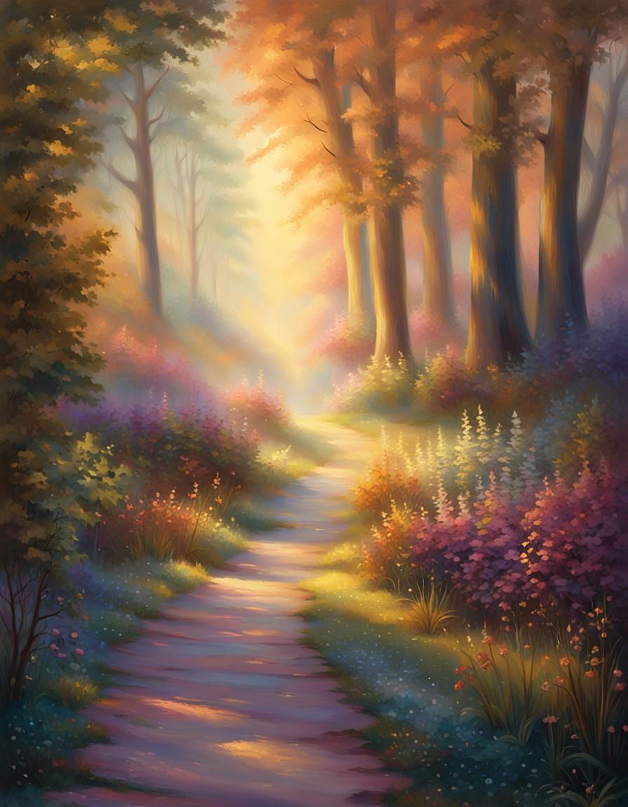 Enchanted Forest Pathway in Dutch Master Style