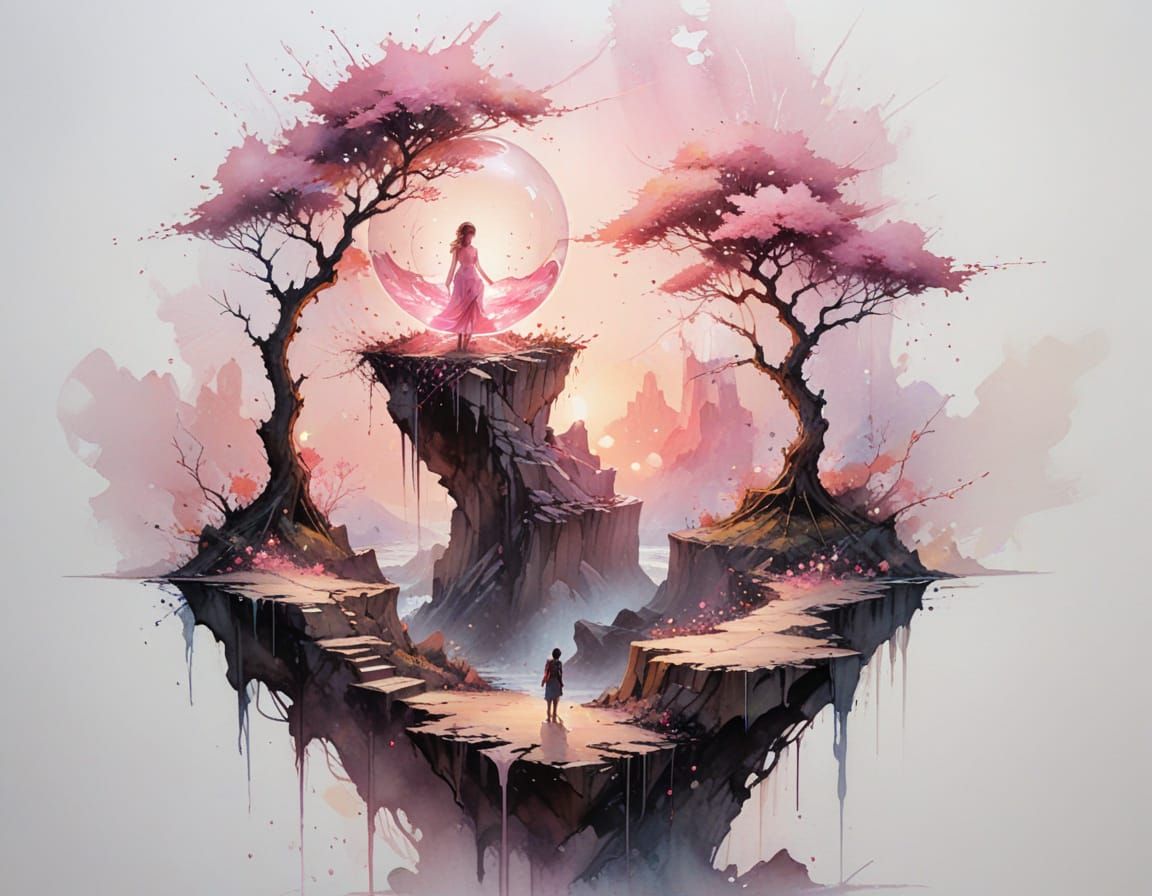 Surreal Starlight Hourglass on Cliffs at Dusk