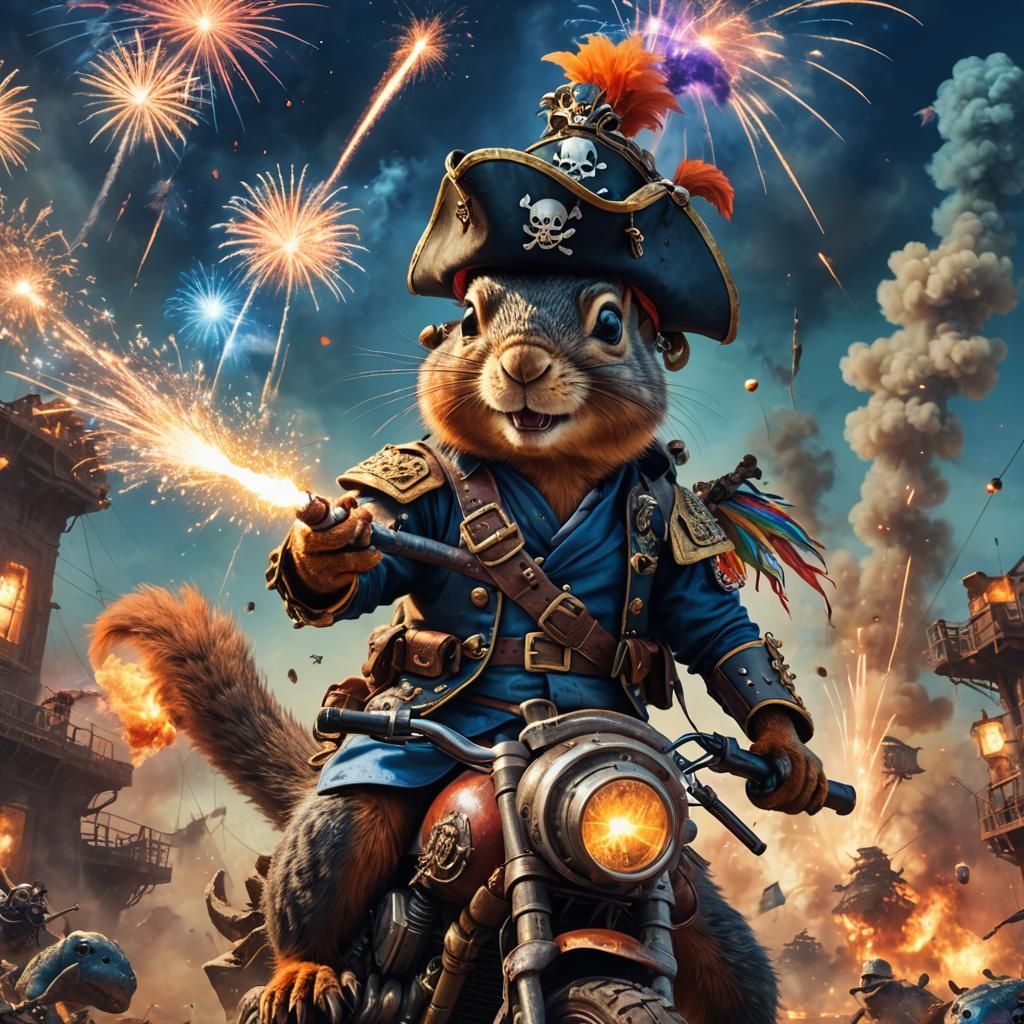 Pirate Squirrel Rides T-Rex in Wasteland Apocalypse