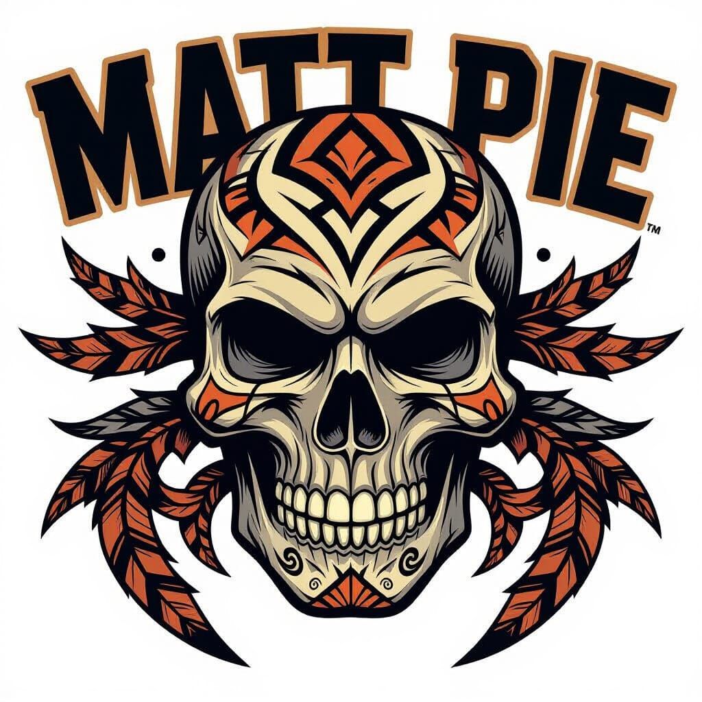 Tribal Skull T-Shirt Print in Earthy Tones