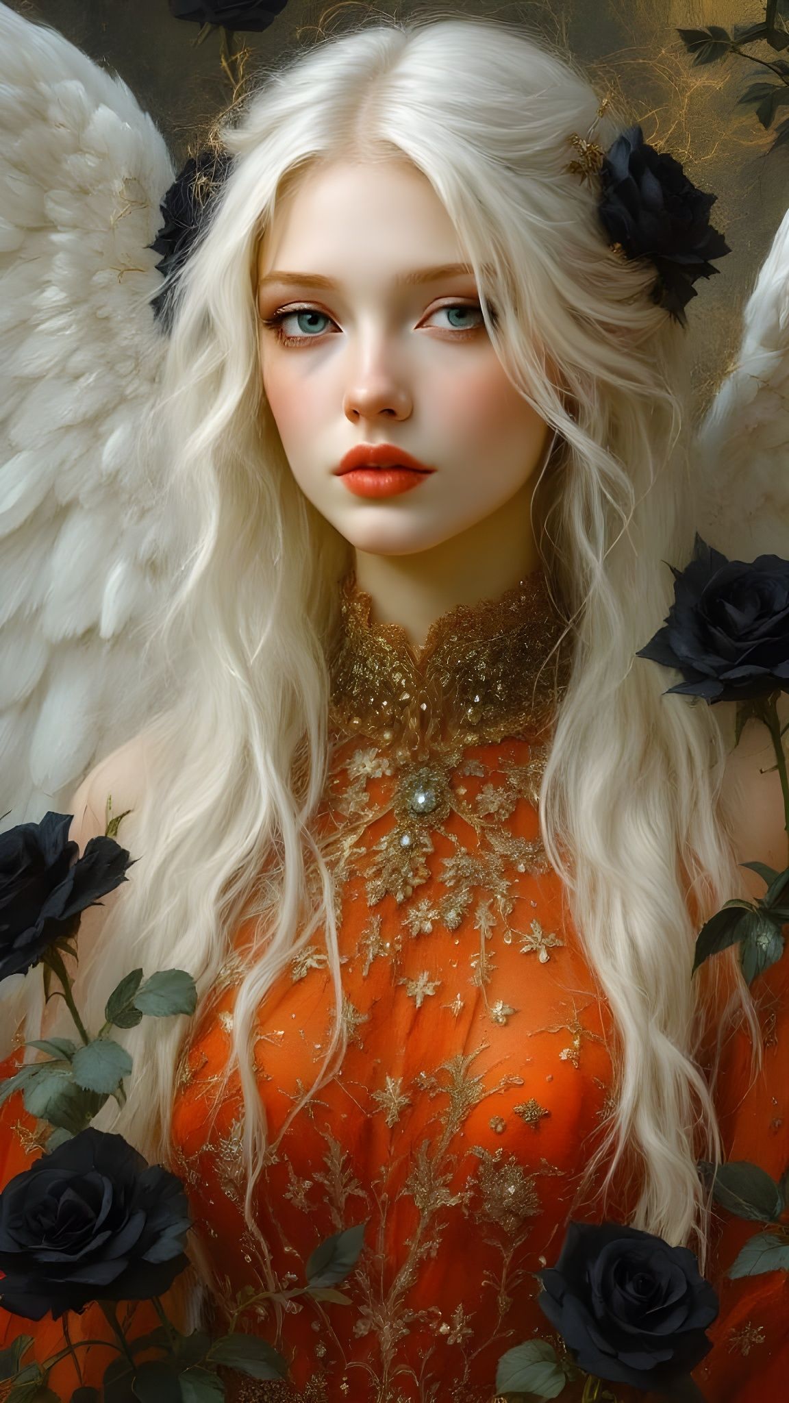 Angel in Pre Raphaelite Oil Painting