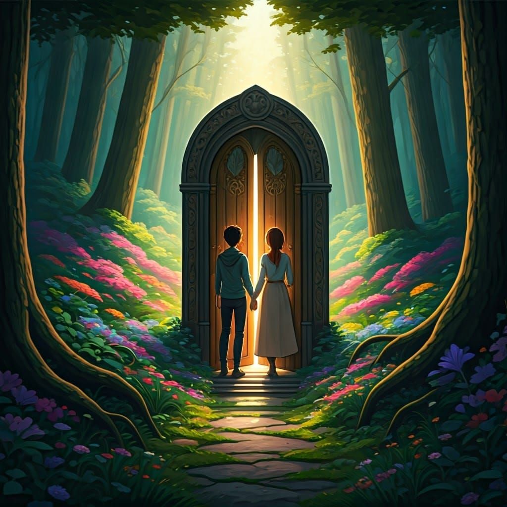 Magical Door to Unknown World: Oil Painting