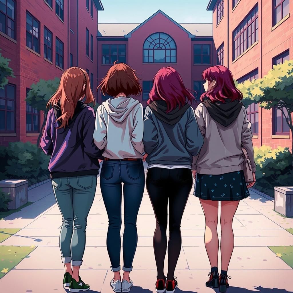 Four Female Friends Embody Diverse Personalities in Vibrant...