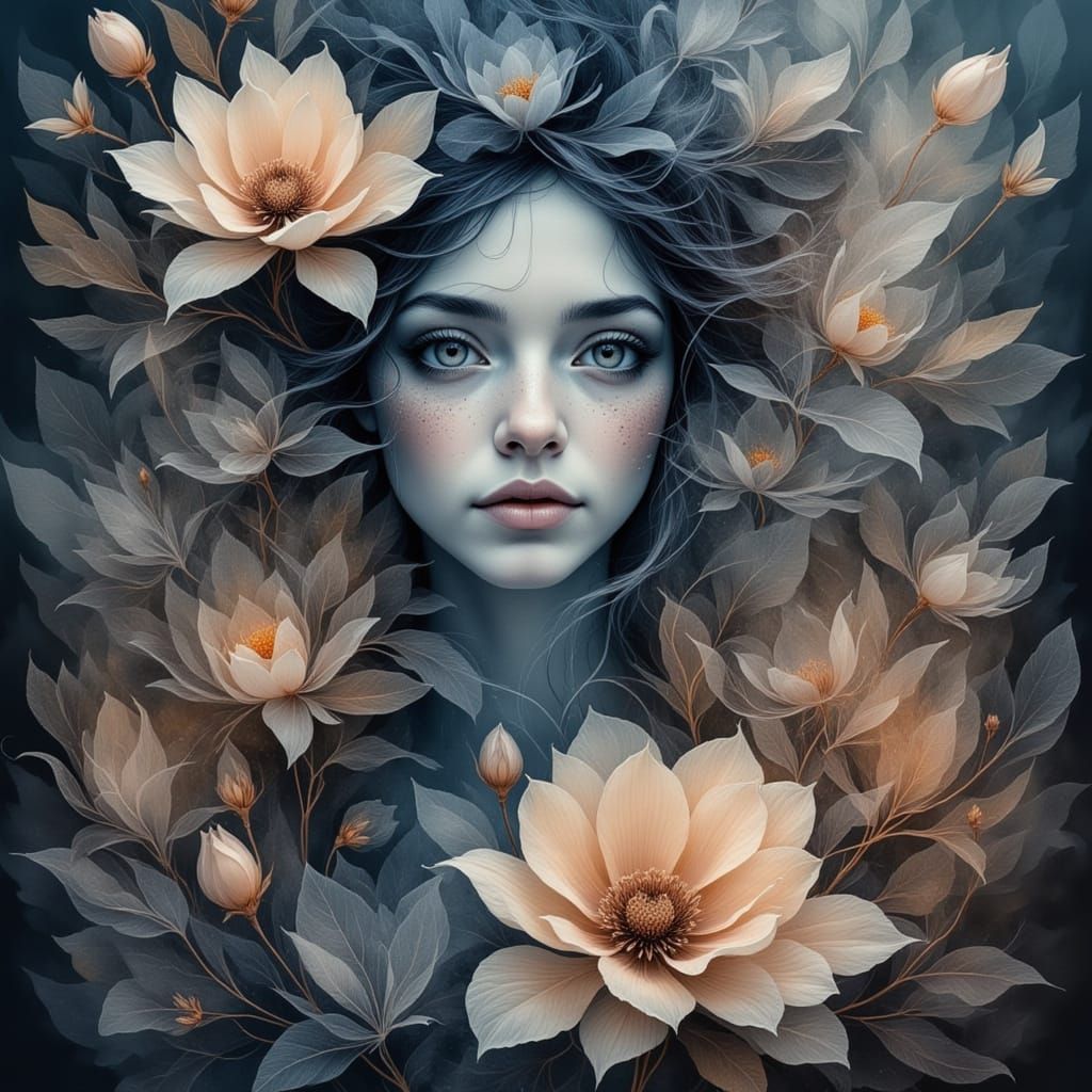 Ephemeral Bloom in Glitch Art Style