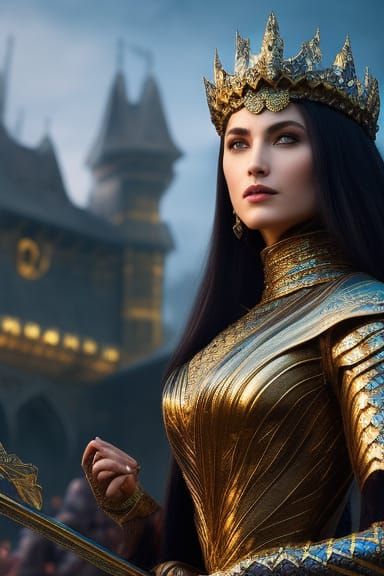 Medieval Queen with Dragon Scales, Digital Art