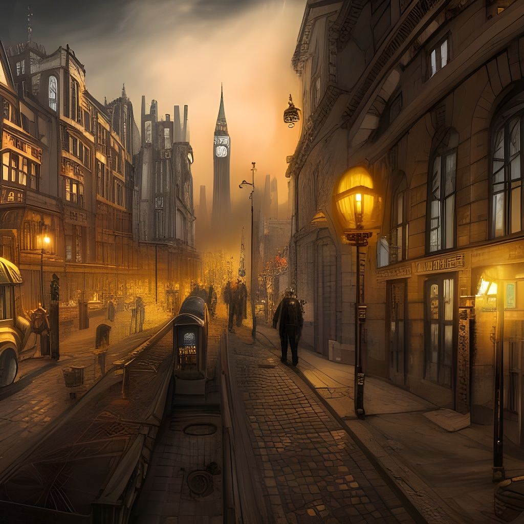 Steampunk London Digital Illustration in 8K Resolution