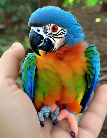 Adorable Chibi Macaw Portrait in Jungle Setting