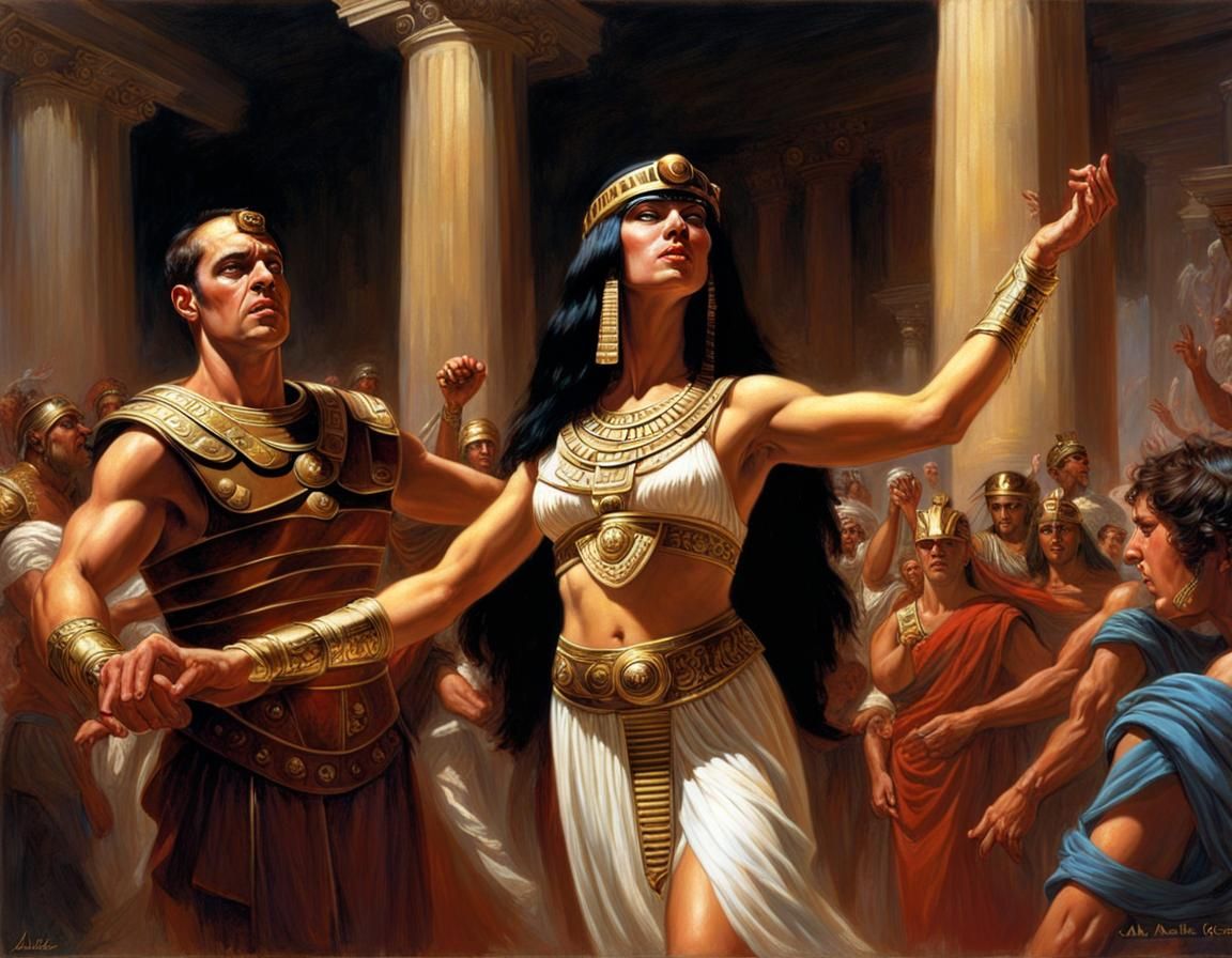 Cleopatra's Dance for Caesar: Fantasy Oil Painting