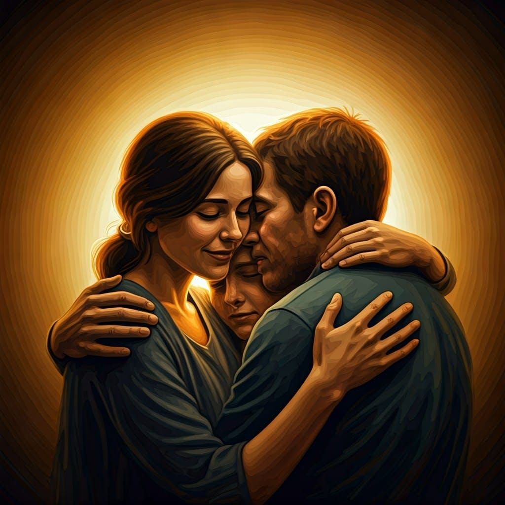 Tender Embrace in Golden Light