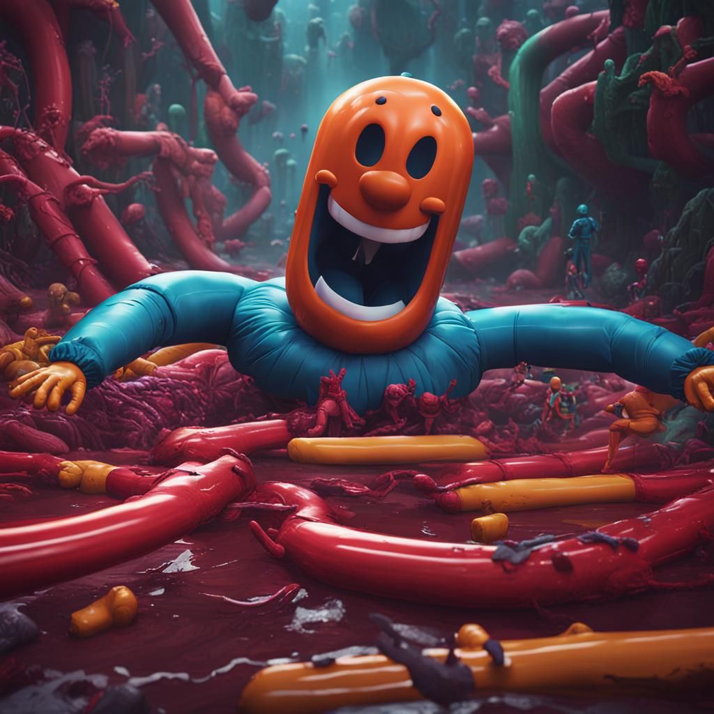 Dying Inflatable Tube Man: Detailed Matte Painting