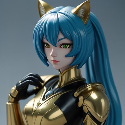 Anime Cat Girl Figurine in Vibrant Airbrushed Style