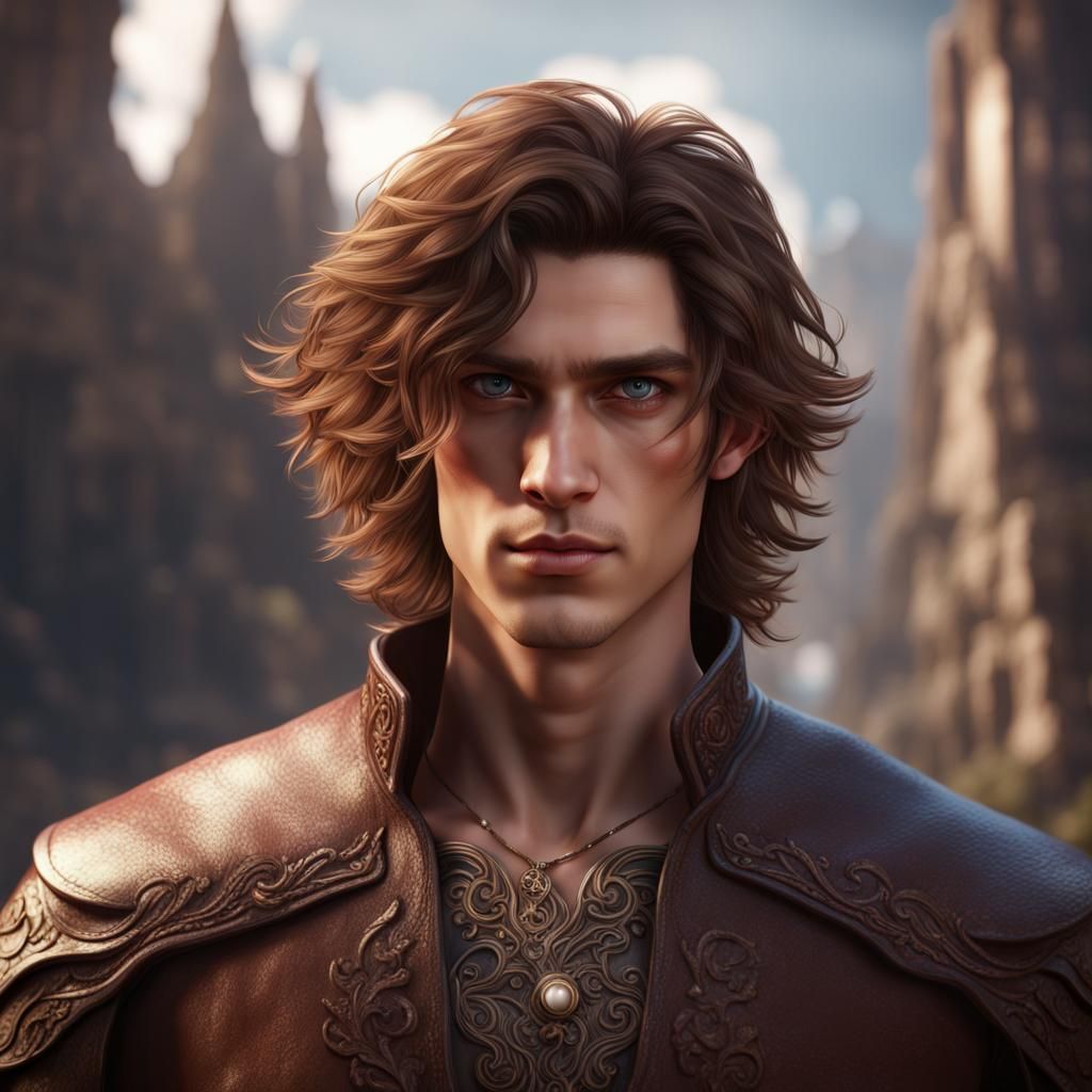 Young Man with Ruby Eyes: Fantasy Concept Art