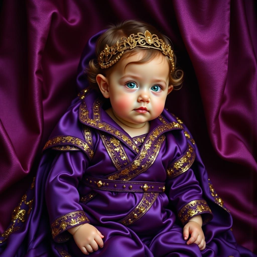 Regal Child in Purple Robes, Baroque Style