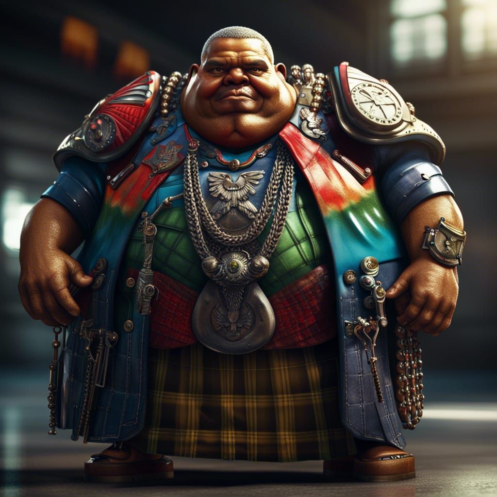 Detailed Sci-Fi Rendering of Obama in Kilt