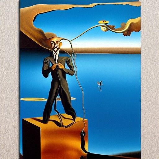 Surreal Helicopter Man Scream, Salvador Dali Style