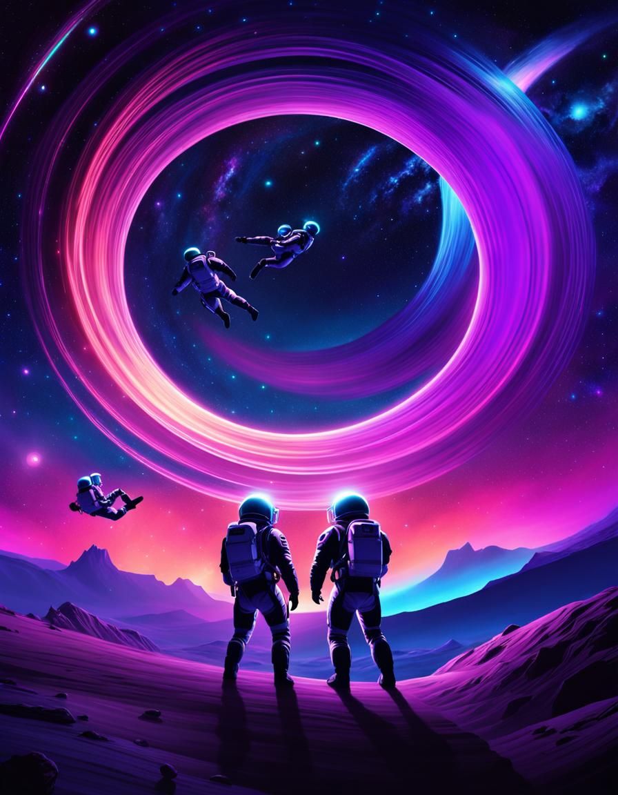 Astronaut Skydiving Through a Galaxy: Digital Illustration