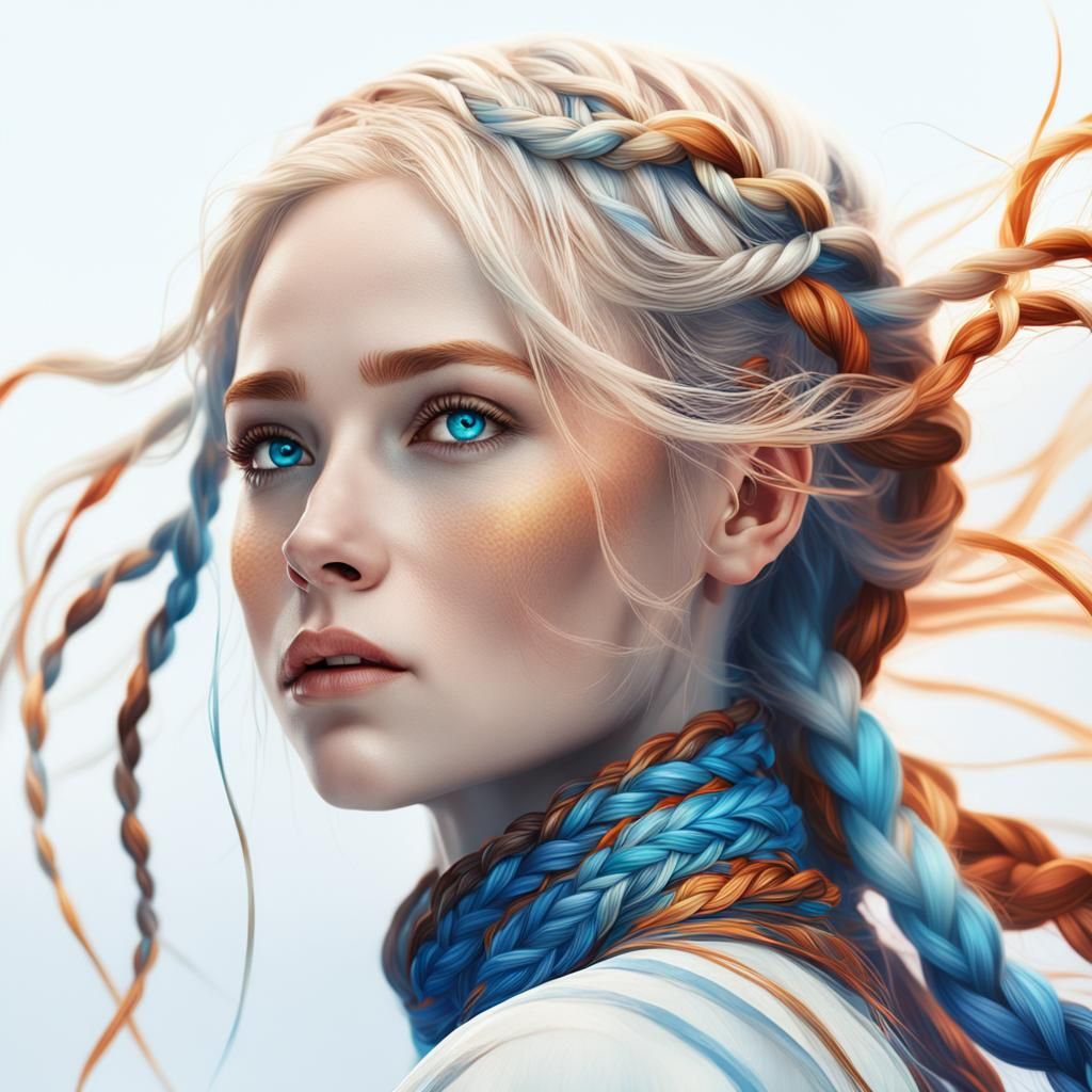 Fantasy Portrait: Blonde Woman in Detailed Matte Painting