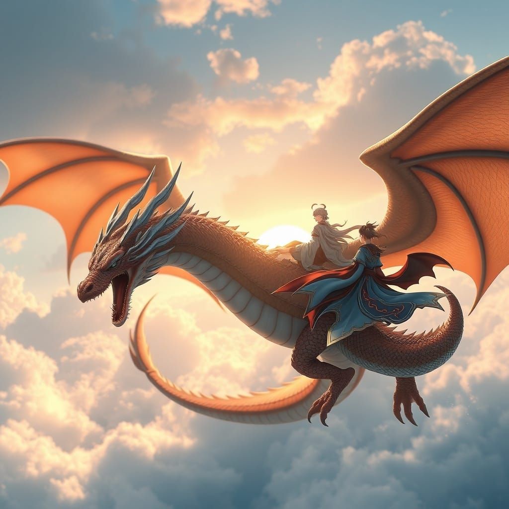 Realistic Dragon Rider in 3D Anime Style