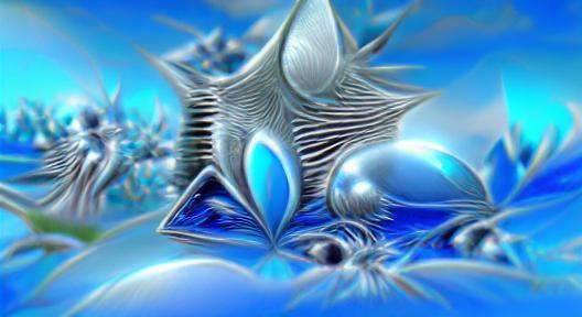 Silver and Blue Fractal Energy Display