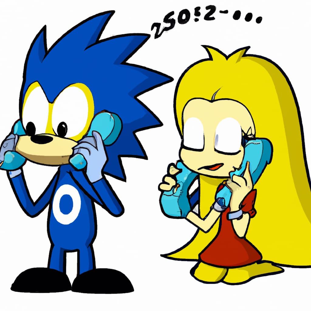 Sonic and Lisa Simpson on the Phone