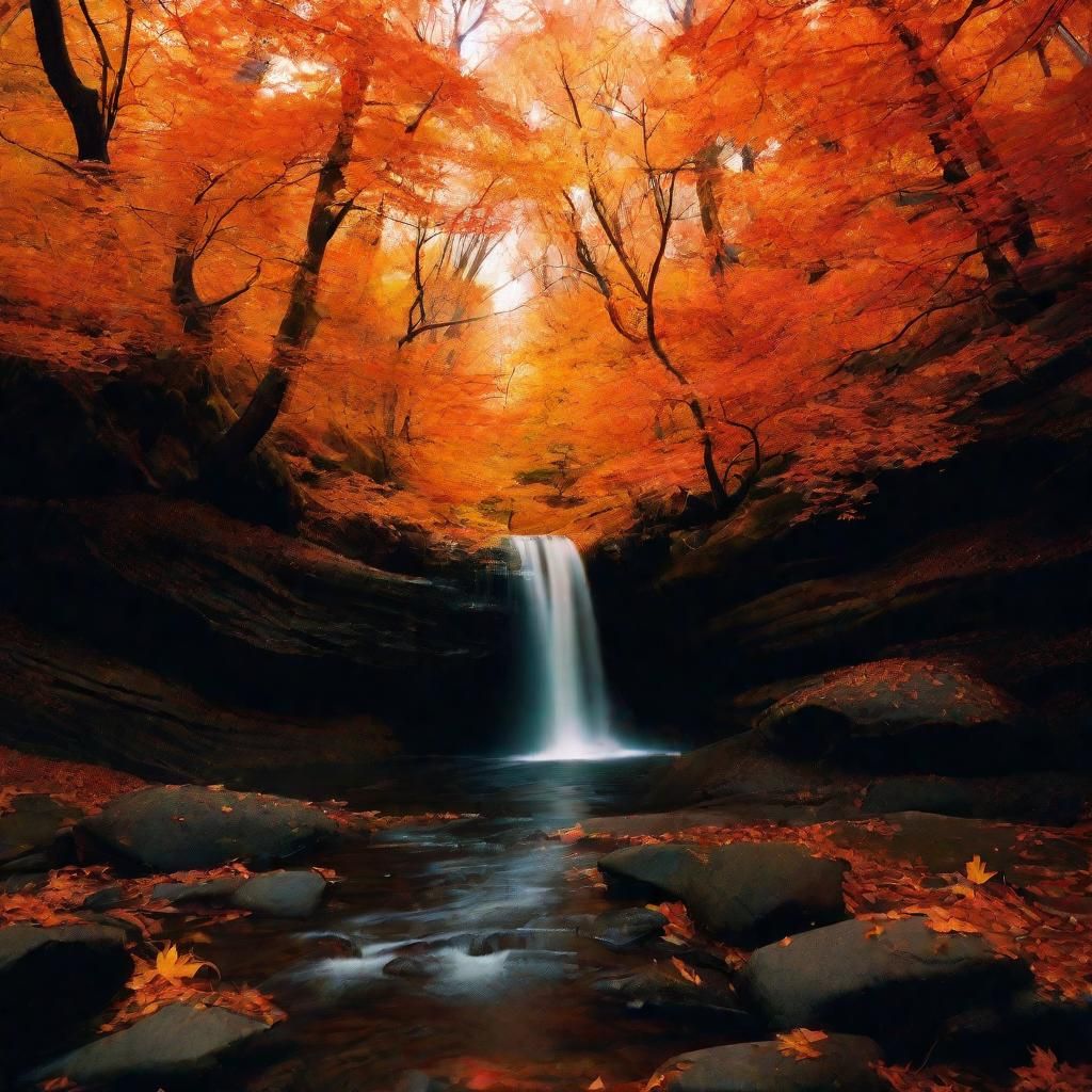 Cascading Maple Honey: Cinematic Film Still