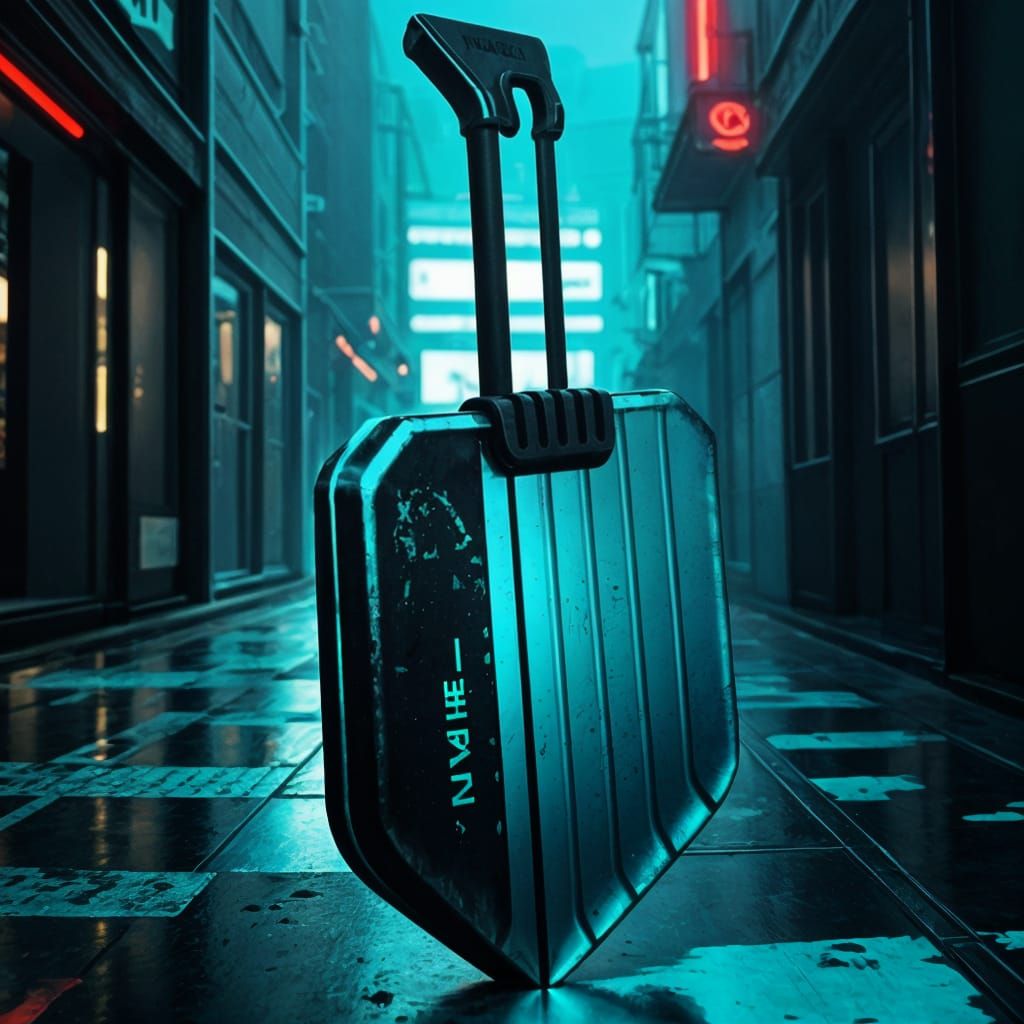 Cyberpunk Brain on Metallic Shovel in Teal