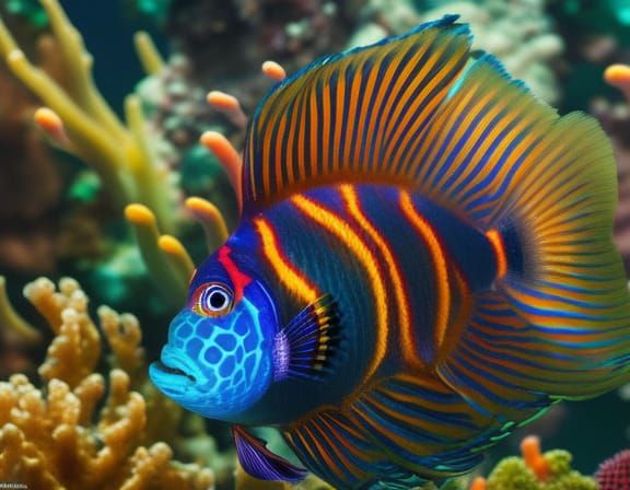 Psychedelic Steampunk Mandarin Fish Underwater