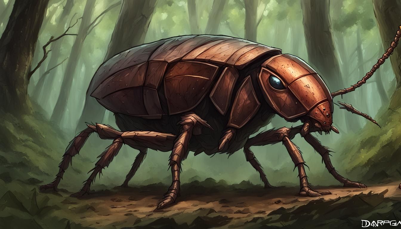 Cyberpunk-Style Cockroach Monster Emerges in Dystopian Fores...