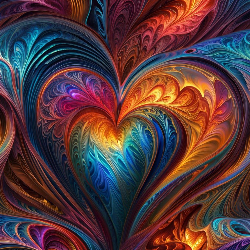 Radiant Mother's Heart: Colorful 3D Earth Art