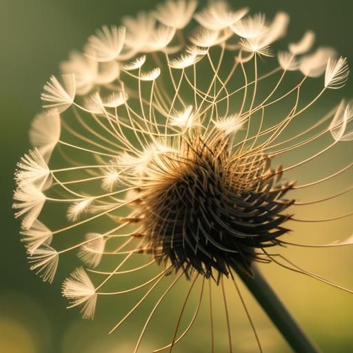 Delicate Dandelion Seed Head in Macro Photography