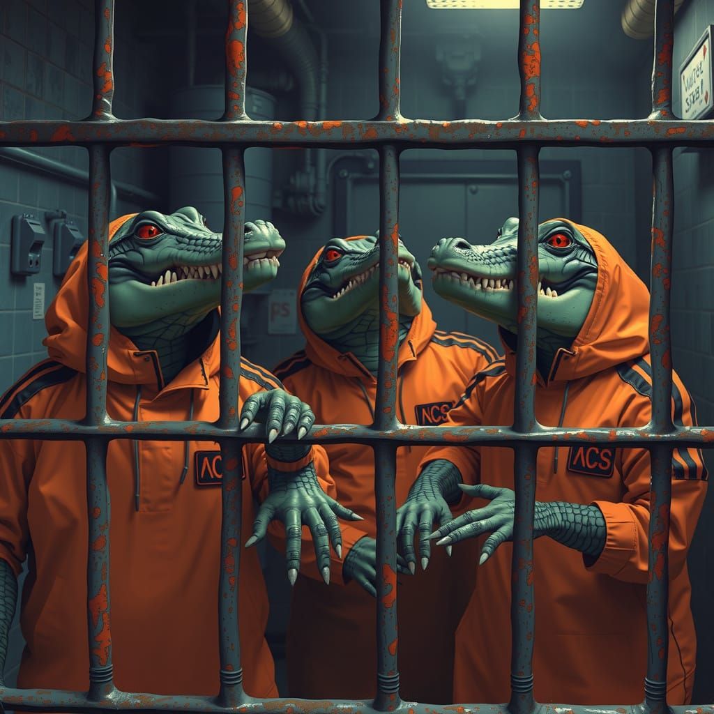 Alligators Imprisoned: Futuristic Industrial Art
