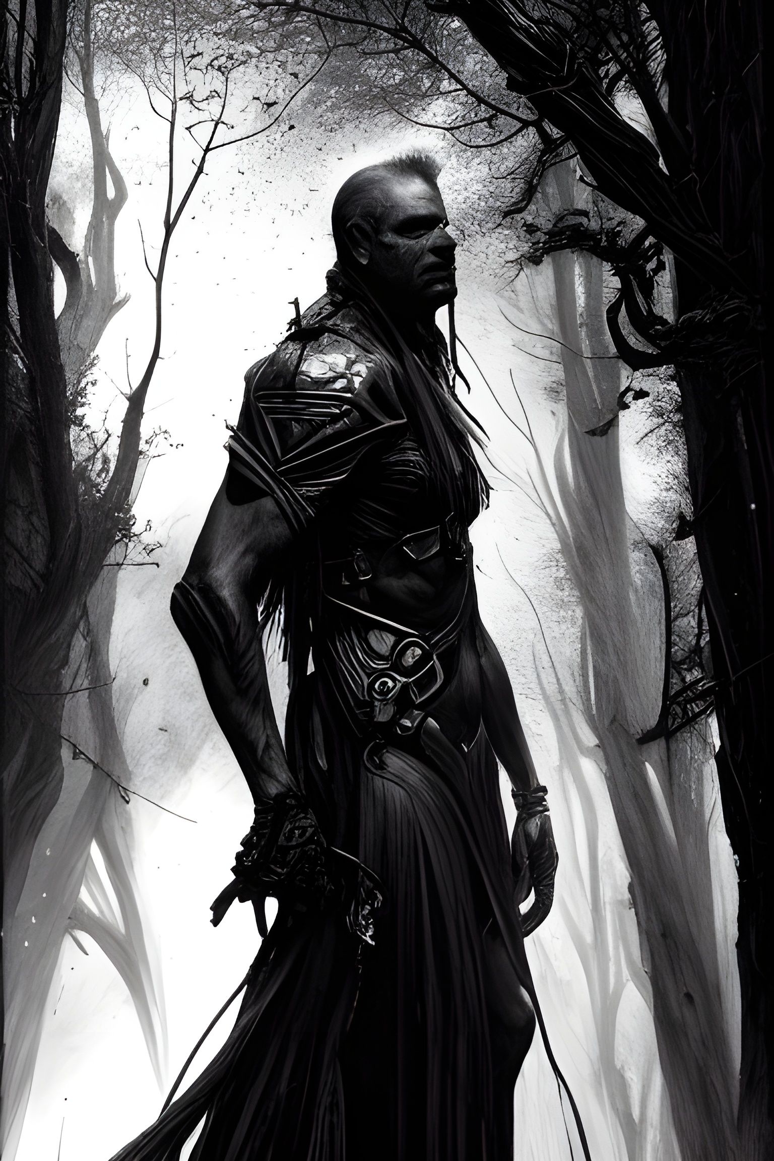 Walking Tall: Hyperrealistic Ink Drawing