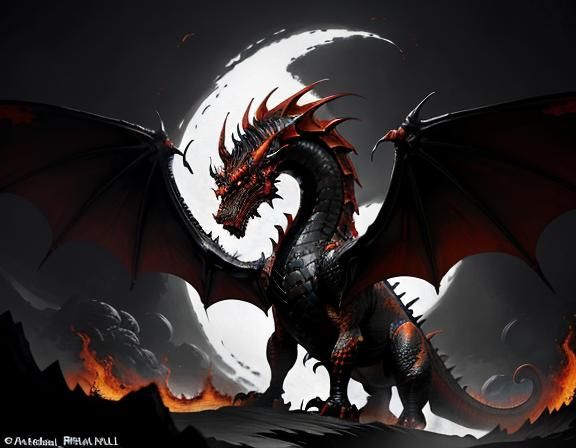 Fiery Dragon in Dynamic Fantasy Art Style