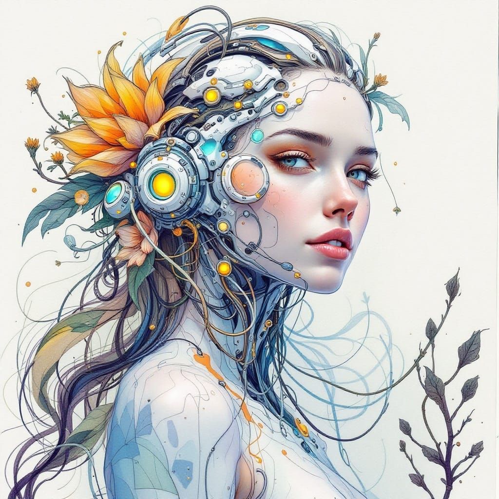 Solarpunk Goddess Embodies Sustainable Future