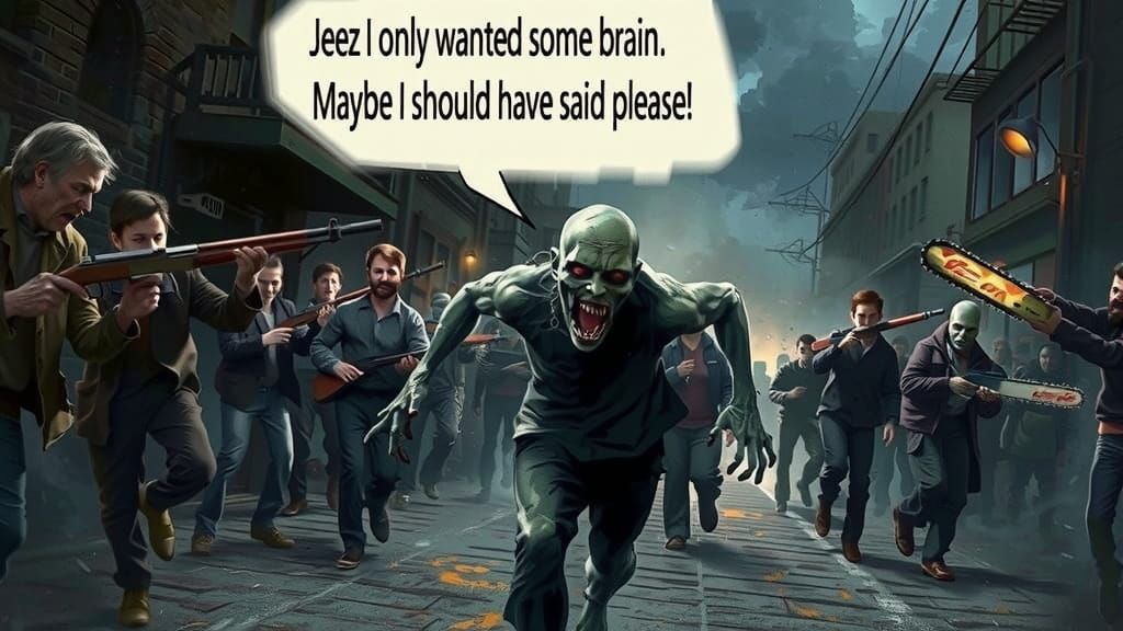 Zombie Flees Armed Mob in Gritty Comic Style