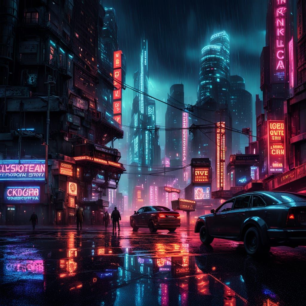 Neon Dreams: Cyberpunk Cityscape at Night