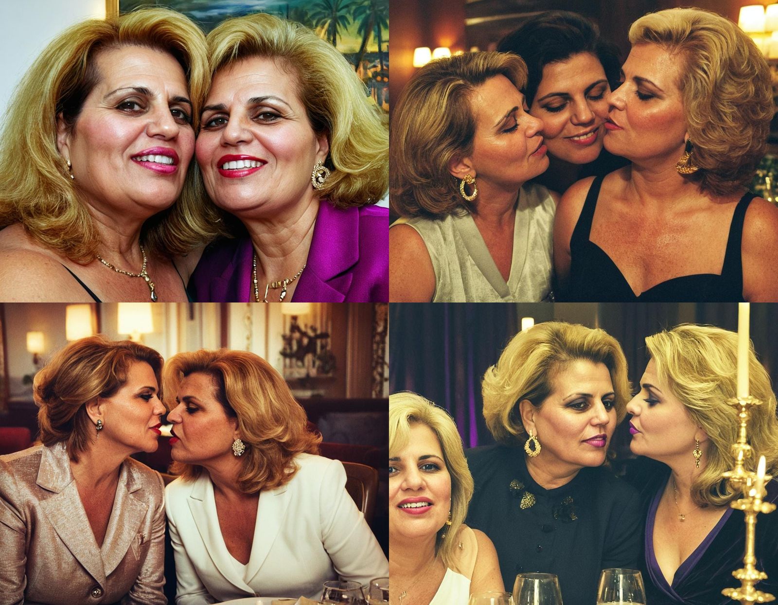 Romantic Dinner: Two Women Kissing in Luxury Suite