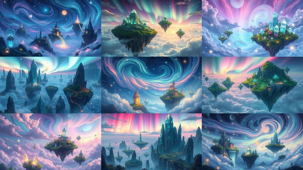 Enchanted Celestial Realm in Whimsical Ghibli Style