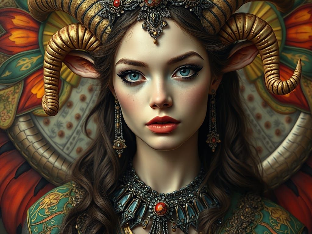 Hyperrealistic Female Faun in Pre-Raphaelite Style