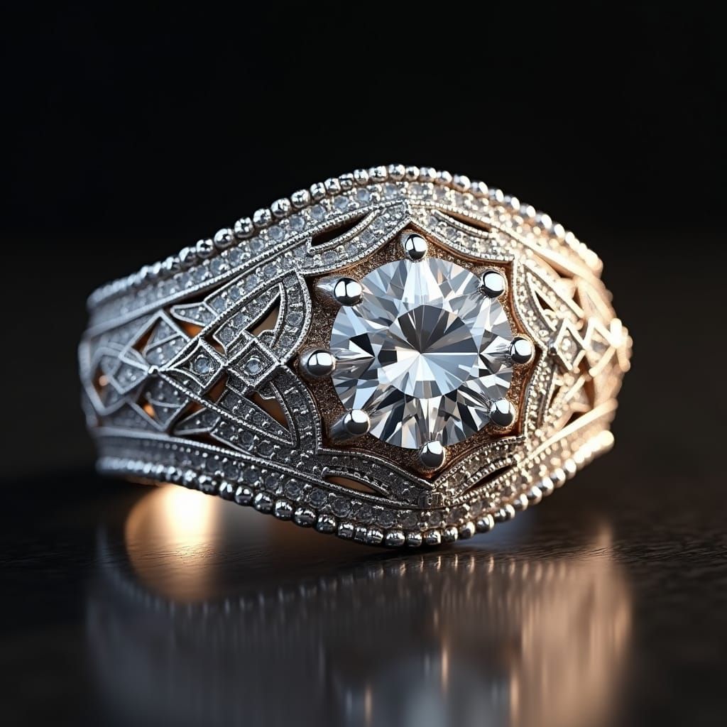 Art Deco Diamond Ring in Platinum, Concept Art