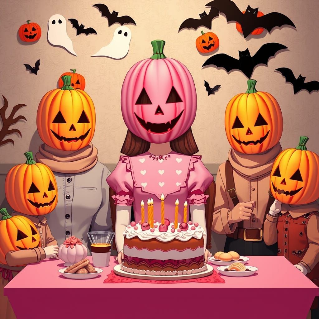 Anime Style Birthday Party with Pumpkin Masks