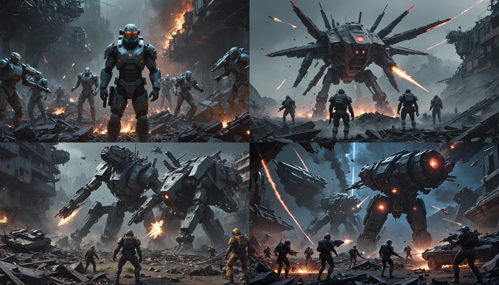 Galactic Battlefield: Human Fleet Versus AI in Space