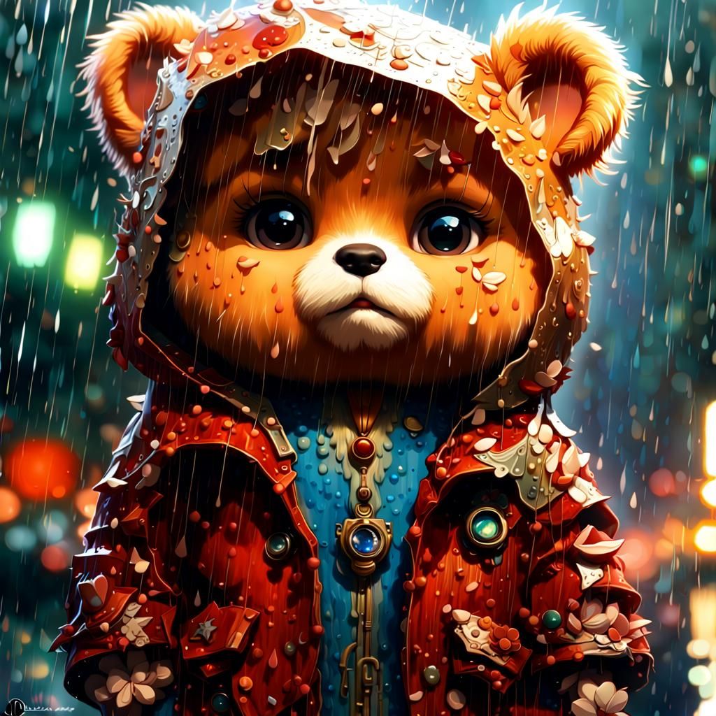 Sad Anthropomorphic Teddy Bear Portrait in Detailed 3D