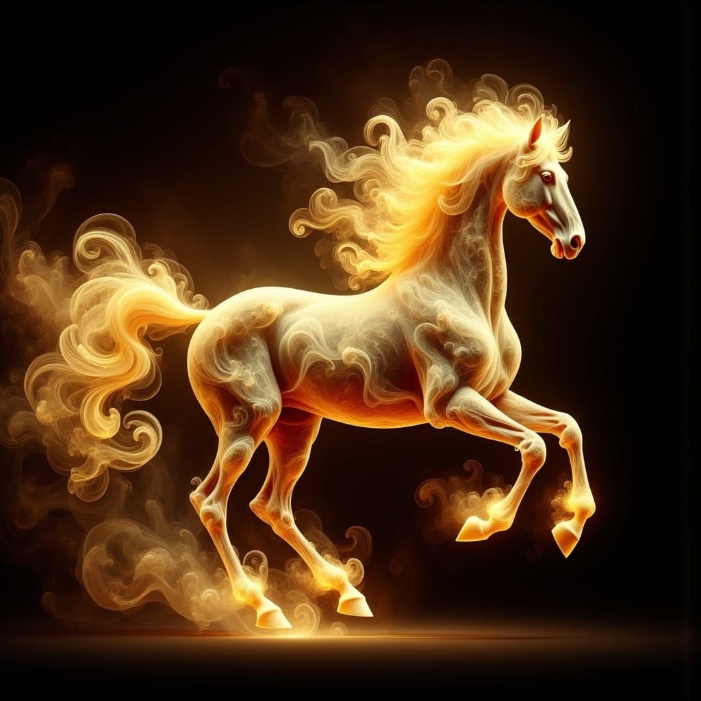 Golden Horse Made of Stardust in HDR