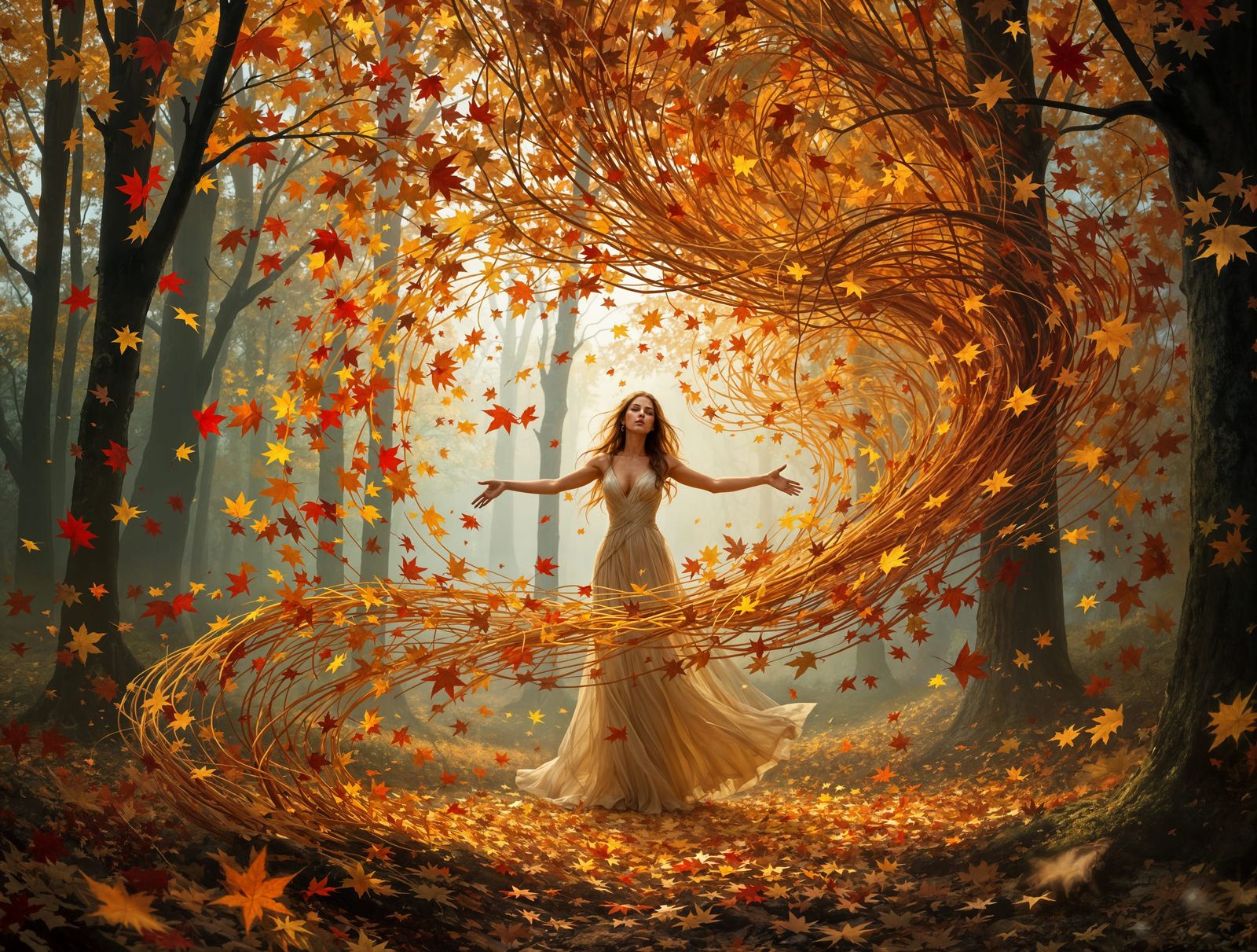 Autumn Leaf Weaver in a Magical Forest