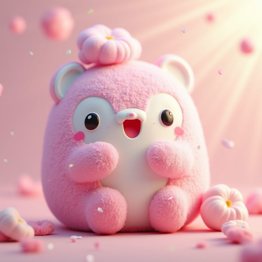 Squishmallow Applying Skincare in 3D Digital Art